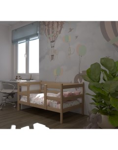 Кровать детская Кроха 160х80 с ортопедическим матрасом натуральный цвет Лунный лес