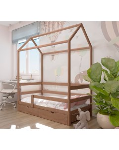 Кровать детская Классика 160х80 с выкатными ящиками натуральный цвет Лунный лес