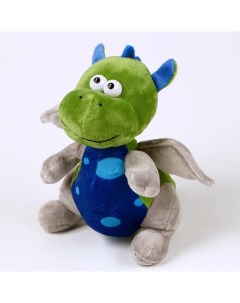 Мягкая игрушка Дракон с синим животиком 20 см серо зелёный Nobrand