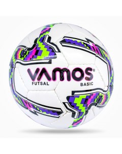 Мяч футбольный FUTSAL BASIC 2 футзальный бело черно зелено фиолетовый Vamos