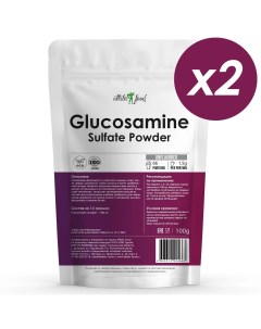 Глюкозамин Glucosamine Sulfate Powder 200 грамм 2 шт по 100 г Atletic food