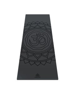Коврик для йоги и фитнеса нескользящий каучуковый Om Grey Арт Йогаматик Art yogamatic