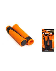 Грипсы резиновые 130мм 2 х компонентные с заглушками руля черно оранжевые Trix
