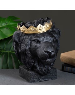 Копилка Лев в короне черный с золотом 26см Хорошие сувениры
