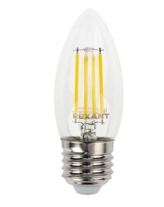 Лампа филаментная Свеча CN35 7 5 Вт 600 Лм 4000K E27 прозрачная колба 10 шт Rexant