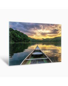Картина Лодка на озере AG 40 76 40х50 см на стекле Postermarket