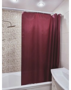 Шторка для ванной комнаты водоотталкивающая полиэстер 180х180 см бордовый Nobrand