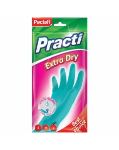 Перчатки хозяйственные Practi Extra Dry резиновые 5 шт хб напыление р L синие Paclan