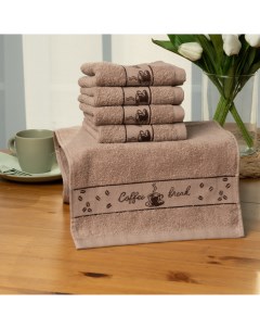 Набор кухонных махровых полотенец Coffee бежевый размер 30 60см в наборе 5шт Casa conforte