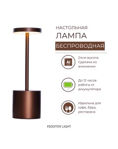Лампа настольная светодиодная беспроводная с аккумулятором 3000К Fedotov
