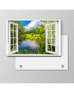 Картина Вид из окна на Родные края 50х75 см на стекле 209865212 Nobrand
