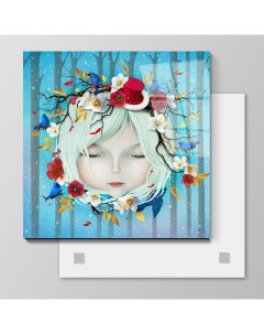 Картина Девушка с цветами 110х110 см на стекле 984814238 Nobrand