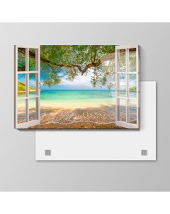 Картина Вид из окна на океан 60х40 см на стекле 85901391 Nobrand