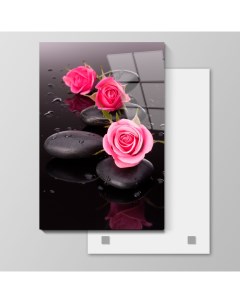 Картина Розы на камнях 60х40 см на стекле 914918860 Nobrand