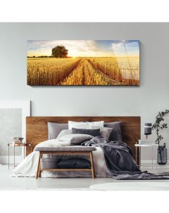 Картина Пшеничое поле 40х100 см на стекле 269466081 Nobrand