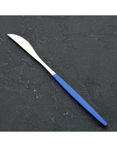 Нож столовый Блинк 22 см цвет серебро синяя ручка на подвесе Magistro