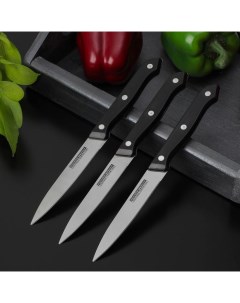 Набор кухонных ножей Ночь 3 предмета лезвие 12 см цвет чёрный Nobrand
