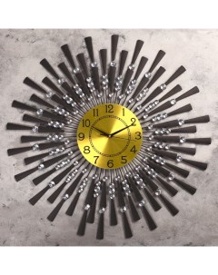 Часы настенные серия Ажур Чёрные лучики плавный ход d 22 см 69 x 69 см Nobrand