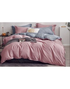 Комплект постельного белья сатин печатный полутораспальный серо розовый Вальтери