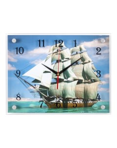 Часы настенные серия Море Корабль плавный ход 30 х 40 см Рубин