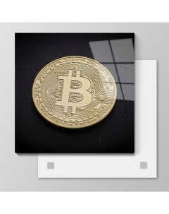 Картина на стекле Монета биткоин 90х90 см 594710542 Nobrand