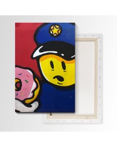Картина Граффити Коп и Пончик 105х70 см на холсте 248701962 Nobrand