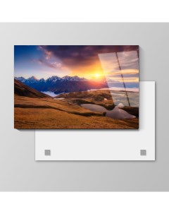 Картина Закат в горах 70х105 см на стекле 135145527 Nobrand