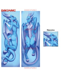 Наволочка Дакимакура фурри Голубой дракон 0660 150x50 Dakimaki