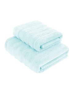 Комплект махровых полотенец Stripe 2шт 50х90см и 70х140см нежно голубой Loveme