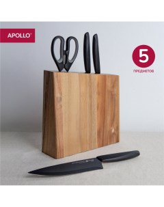 Набор ножей genio Nero Steel 3 пр с ножницами с подставкой Apollo