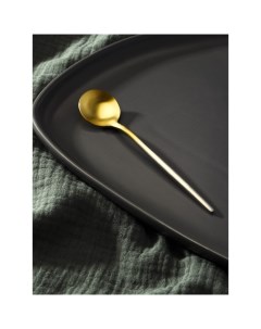 Ложка чайная Фолк h 13 2 см цвет золотой серебряная ручка Magistro