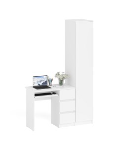 Компьютерный стол правый Мори МС 6 с пеналом МШ 400 белый 130х50х209 6 см Свк