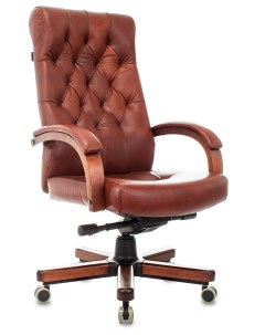 Кресло руководителя T 9928WALNUT CHOK светло коричневый нат кожа Бюрократ