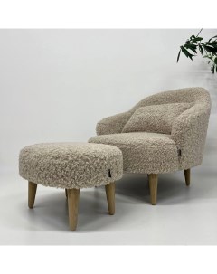 Комплект кресло и пуф Унно коричневый барашек Bonfico