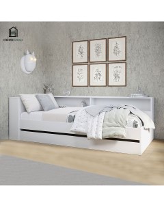 Кровать Ксения 900х2000 с прикроватным блоком Белый Homegrad