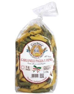 Паста яичная цветная GARGANELLI Paglia e Fieno 500г Cara nonna