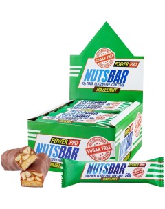 Протеиновые батончики NUTSBAR без сахара с карамелью и фундуком 20 шт по 50 г Power pro