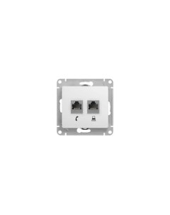 Розетка Glossa двойная компьютерная RJ45 RJ45 кат 5E механизм белый GSL000185KK Schneider electric