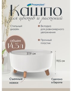 Цветочное кашпо Gracia low на ножках PPDGRL400L S449 14 3 л белый 1 шт Prosperplast