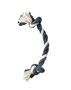 Игрушка для собак Канат с двумя узлами сине белый хлопок 24 см Dono della