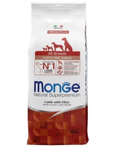 Сухой корм для щенков Speciality Line Puppy Junior ягненок рис 12 кг Monge