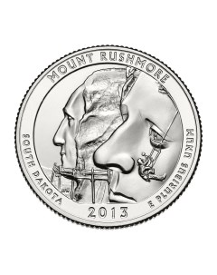 Монета 25 центов мемориал Маунт Рашмор США 2013 UNC Mon loisir