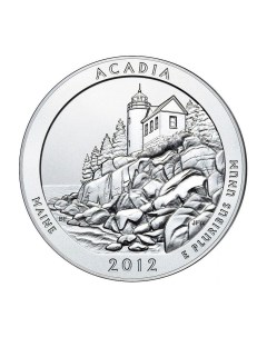 Монета 25 центов квотер 1 4 доллара Национальные парки Акадия США 2012 UNC Mon loisir