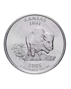 Монета 25 центов квотер 1 4 доллара Штаты и территории Канзас США 2005 UNC Mon loisir