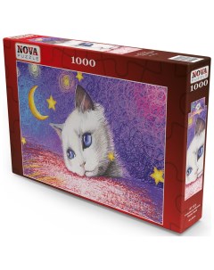 Пазл 1000 дет Под звездами Белый кот Nova puzzle