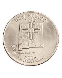 Монета 25 центов квотер 1 4 доллара Штаты и территории Нью Мексико США 2008 UNC Mon loisir