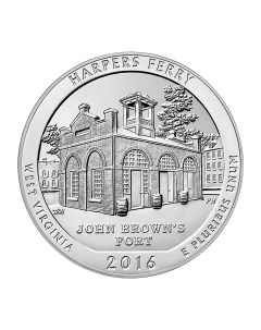 Монета 25 центов квотер 1 4 доллара Национальные парки Харперс Ферри США 2016 UNC Mon loisir