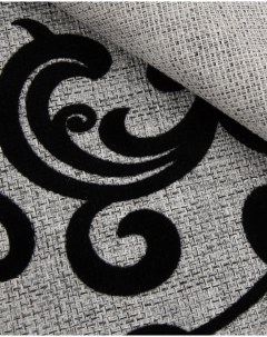 Ткань Рогожка Рогожка Флок мебельная черный вензель 100 x 140 см Крокус