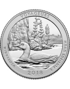 Монета 25 центов квотер 1 4 доллара Национальные парки Вояжерс США 2018 UNC Mon loisir