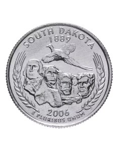 Монета 25 центов квотер 1 4 доллара Штаты и территории Южная Дакота США 2006 UNC Mon loisir